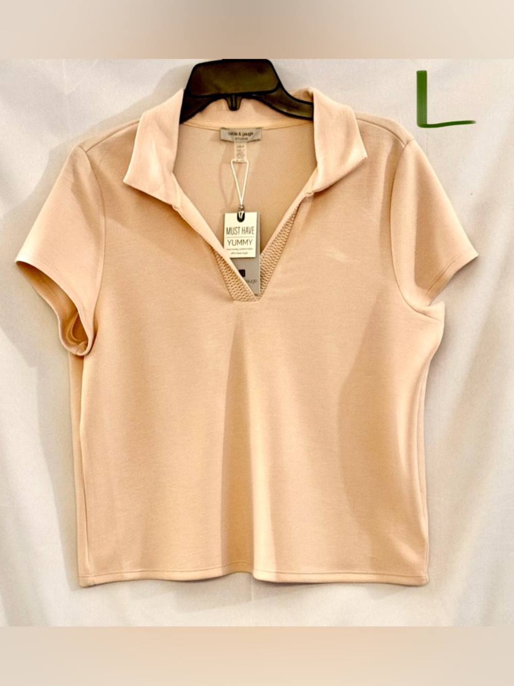 Cable & Gauge Blush V-Notch Short Sleeve Polo
